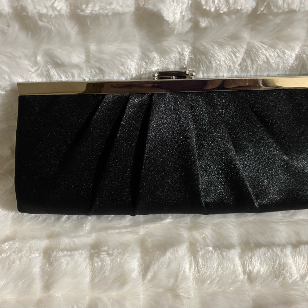 EUC, Jessica McClintock Blaire Satin Evening Clutch, Black